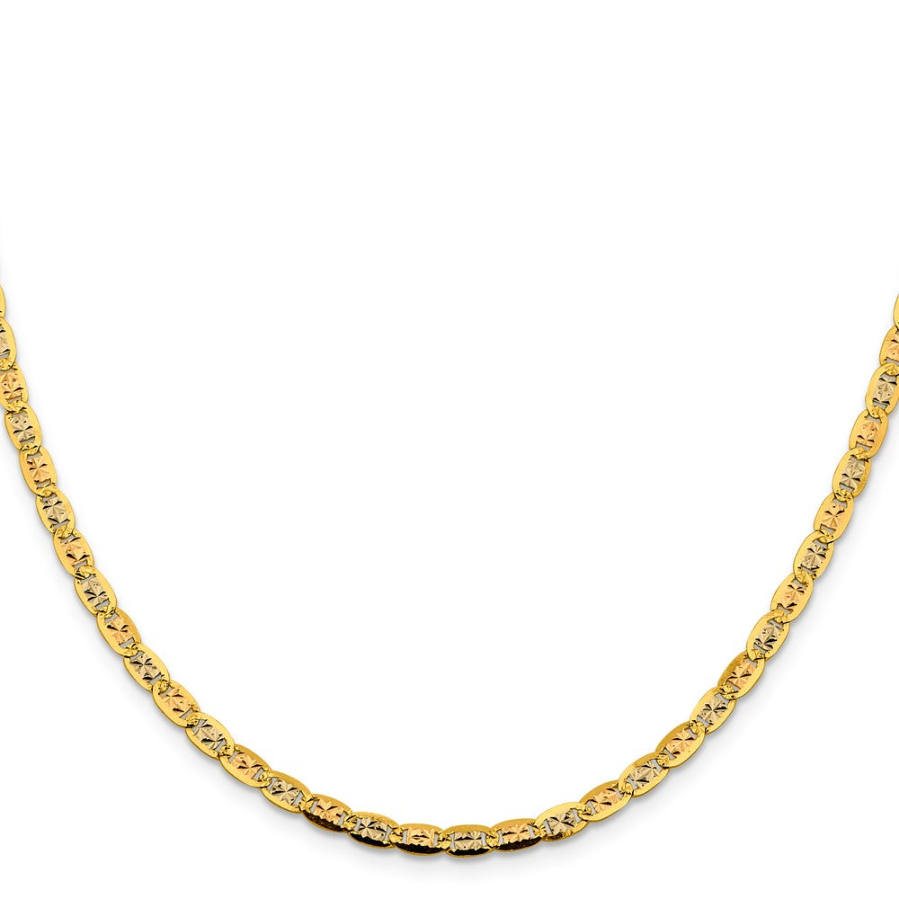 14K Tricolor 3.8mm Pavé Valentino mit Karabinerverschluss Halskette