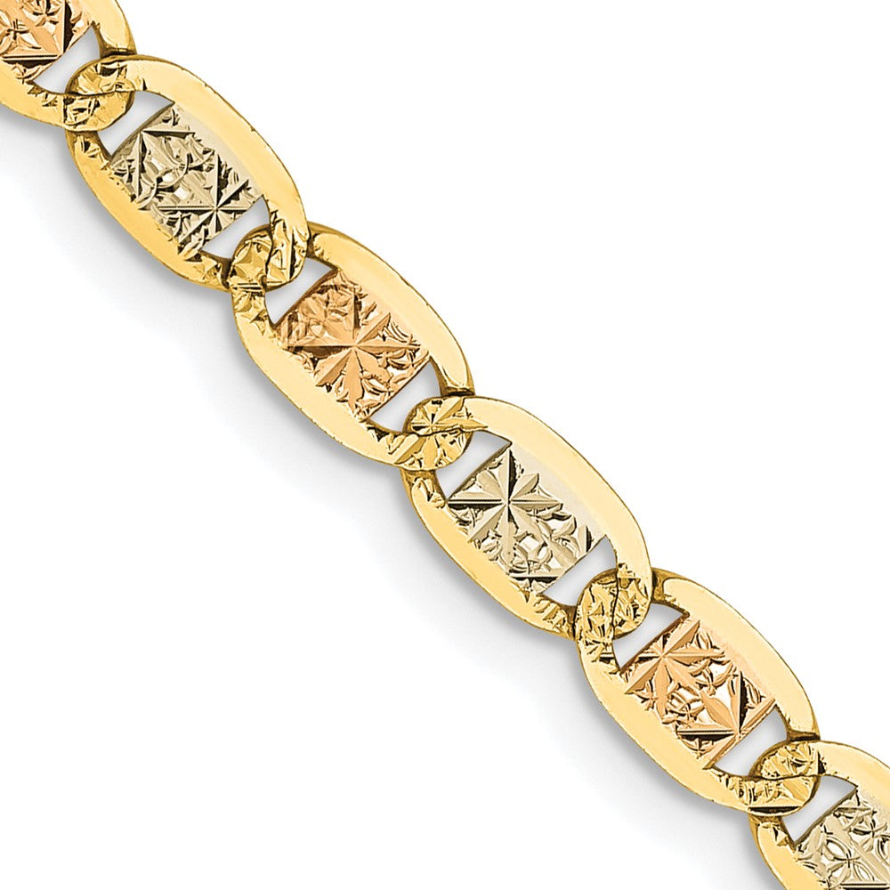 14K Tricolor 3.8mm Pavé Valentino mit Karabinerverschluss Halskette