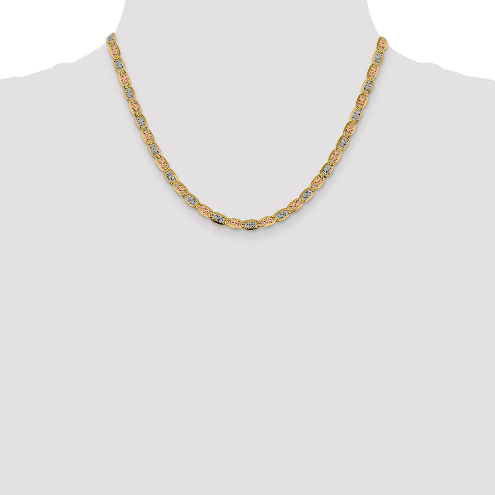 14K Tricolor 4.65mm Pavé Valentino mit Karabinerverschluss Halskette
