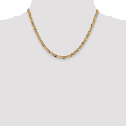 14K Tricolor 4.65mm Pavé Valentino mit Karabinerverschluss Halskette
