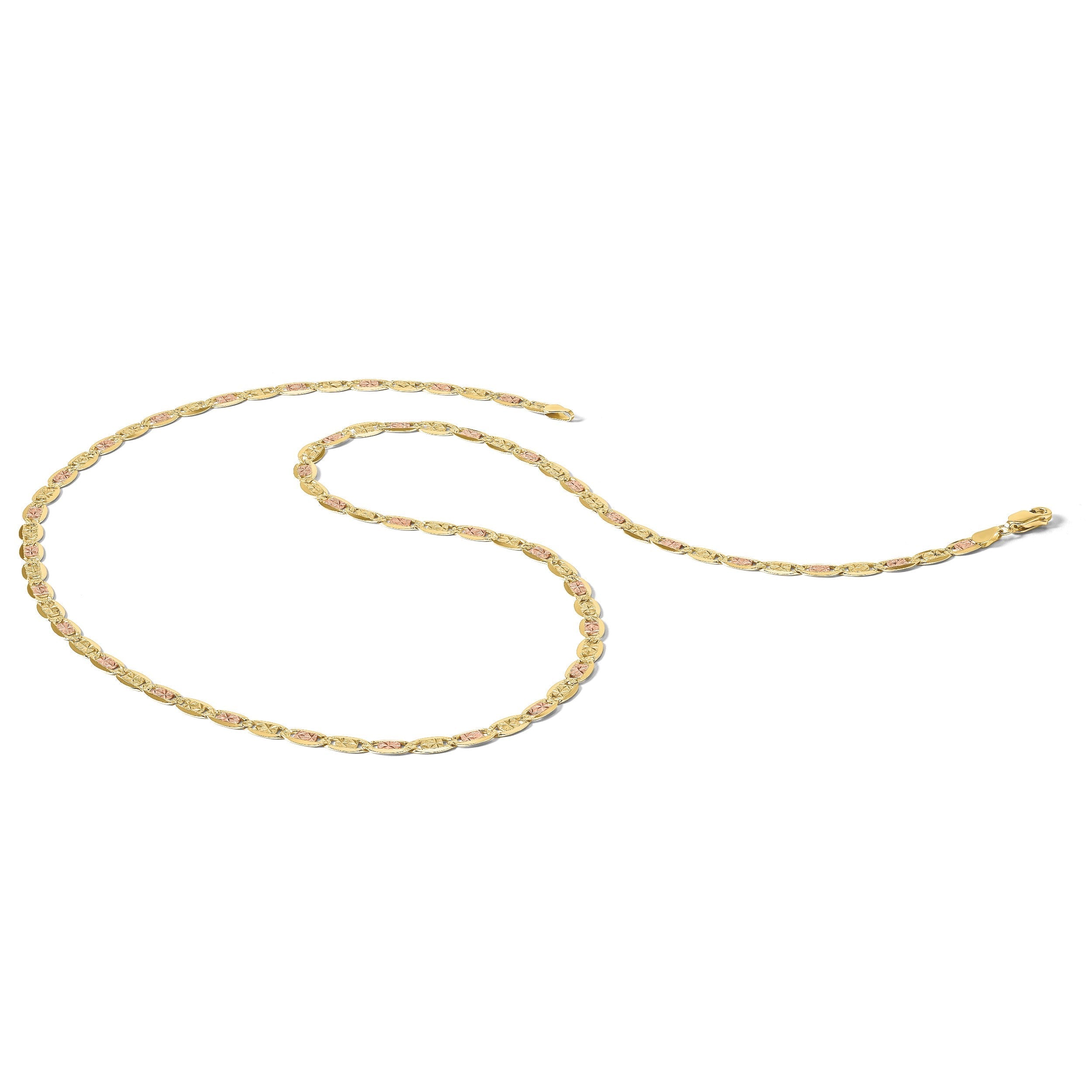 14K Tricolor 4.65mm Pavé Valentino mit Karabinerverschluss Halskette