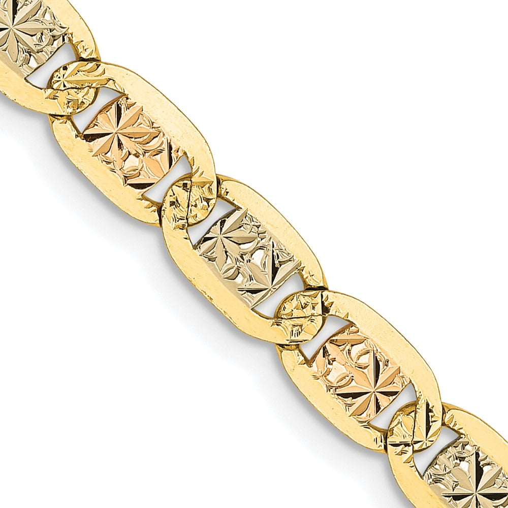 14K Tricolor 4.65mm Pavé Valentino mit Karabinerverschluss Halskette