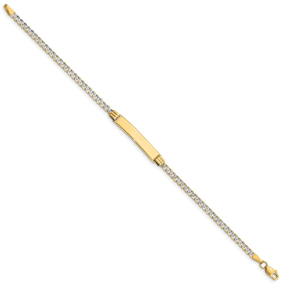 14K mit Rhodium Pavé Panzer Id Armband