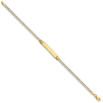 14K mit Rhodium Pavé Panzer Id Armband