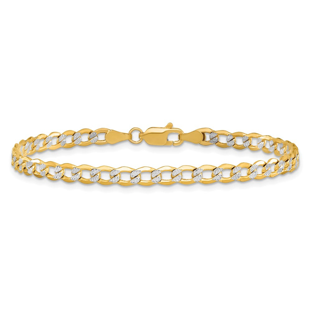 14K 4.3mm Halbmassiv mit Rhodium Pavé Panzer Kette Fußkettchen