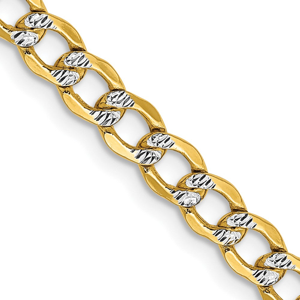 14K Gelb & Rhodium 4.3mm Halbmassiv mit Pavé Panzer Karabinerverschluss Halskette