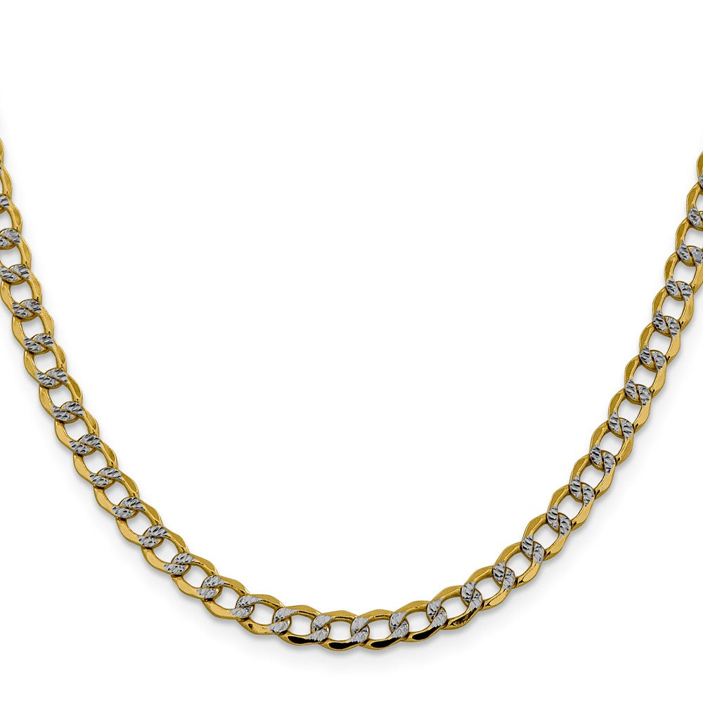 14K Gelb & Rhodium 5.2mm Halbmassiv mit Pavé Panzer Karabinerverschluss Halskette