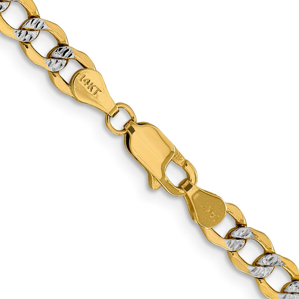 14K Gelb & Rhodium 5.2mm Halbmassiv mit Pavé Panzer Karabinerverschluss Halskette