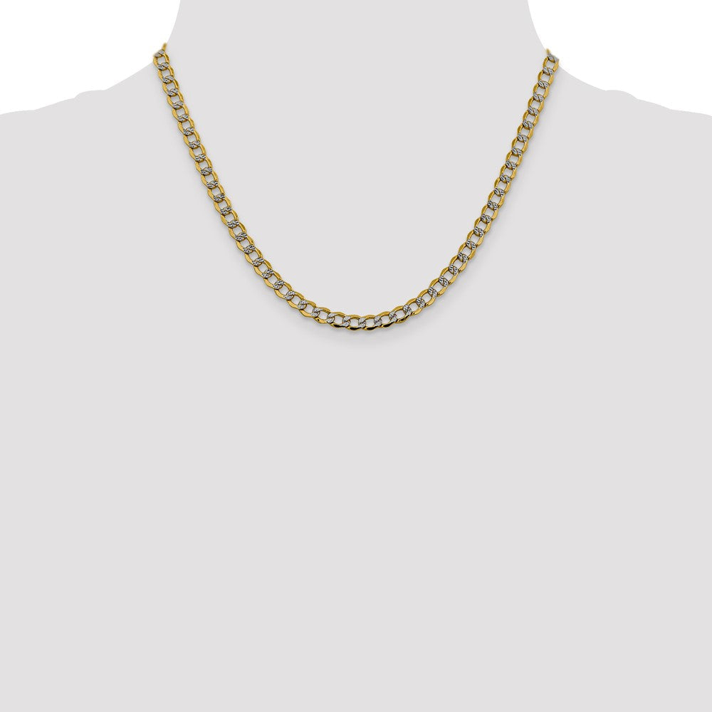 14K Gelb & Rhodium 5.2mm Halbmassiv mit Pavé Panzer Karabinerverschluss Halskette