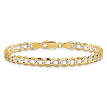 14K Gelb & Rhodium 5.2mm Halbmassiv mit Pavé Panzer Karabinerverschluss Gliederarmband