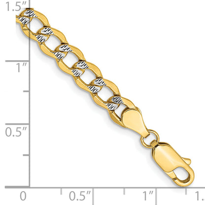 14K Gelb & Rhodium 5.2mm Halbmassiv mit Pavé Panzer Karabinerverschluss Gliederarmband