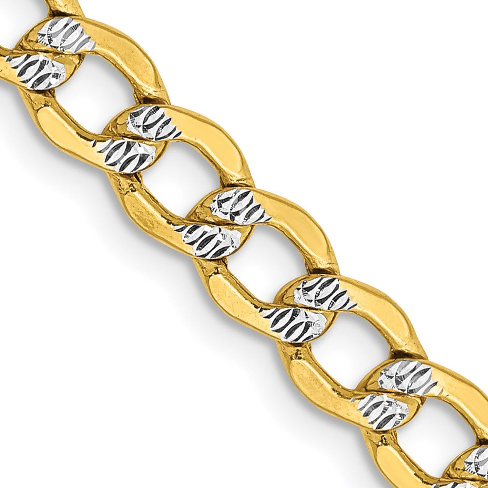 14K Gelb & Rhodium 5.2mm Halbmassiv mit Pavé Panzer Karabinerverschluss Halskette