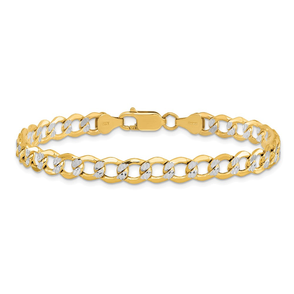 14K 6.75mm Halbmassiv mit Rhodium Pavé Panzer Gliederarmband