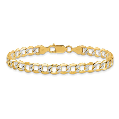 14K 6.75mm Halbmassiv mit Rhodium Pavé Panzer Gliederarmband