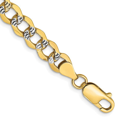 14K 6.75mm Halbmassiv mit Rhodium Pavé Panzer Gliederarmband