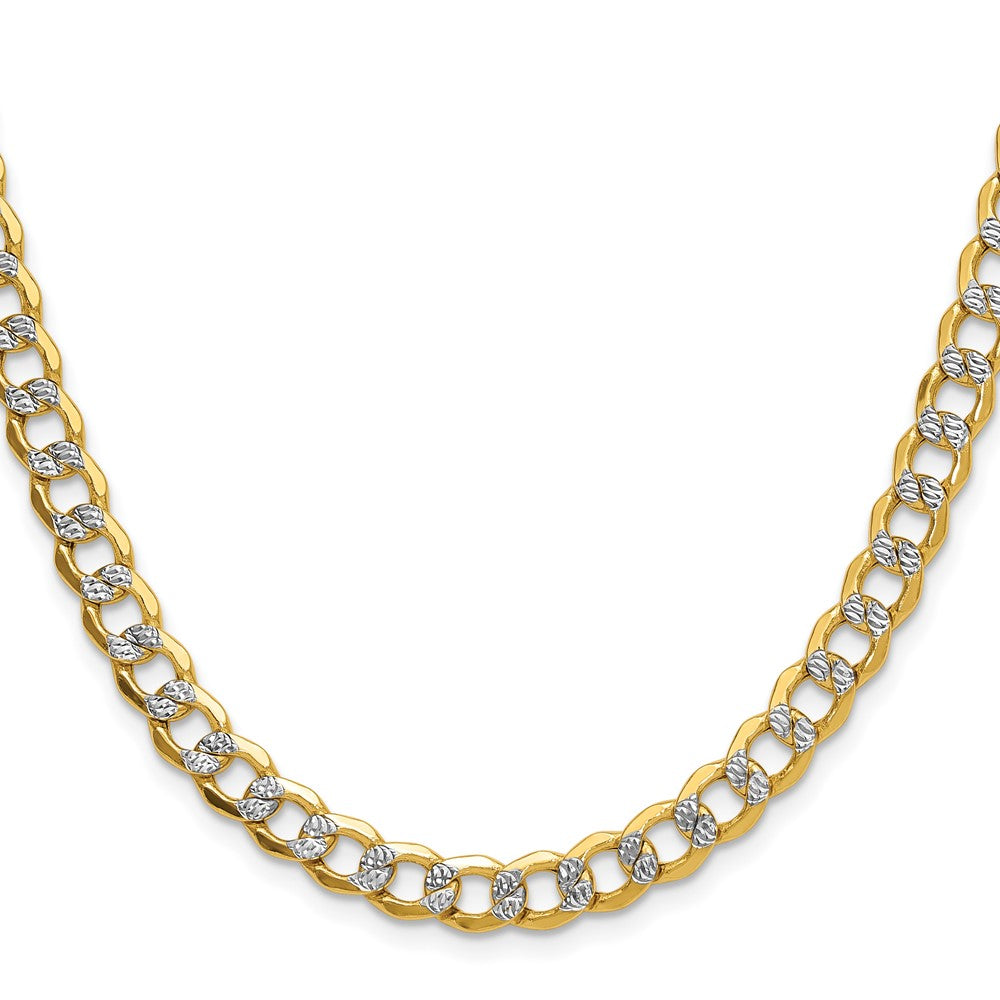 14K Gelb & Rhodium 7.1mm Halbmassiv mit Pavé Panzer Halskette
