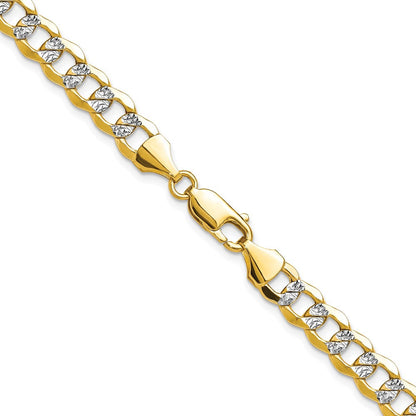 14K Gelb & Rhodium 7.1mm Halbmassiv mit Pavé Panzer Halskette