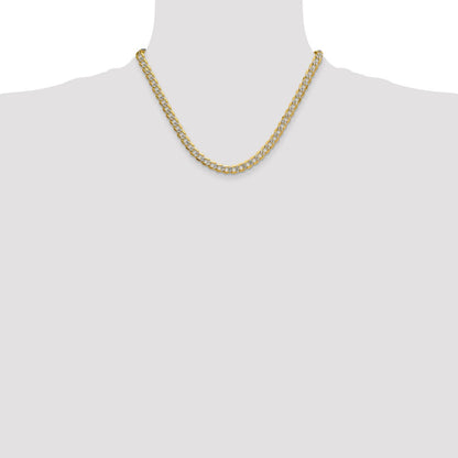 14K Gelb & Rhodium 7.1mm Halbmassiv mit Pavé Panzer Halskette