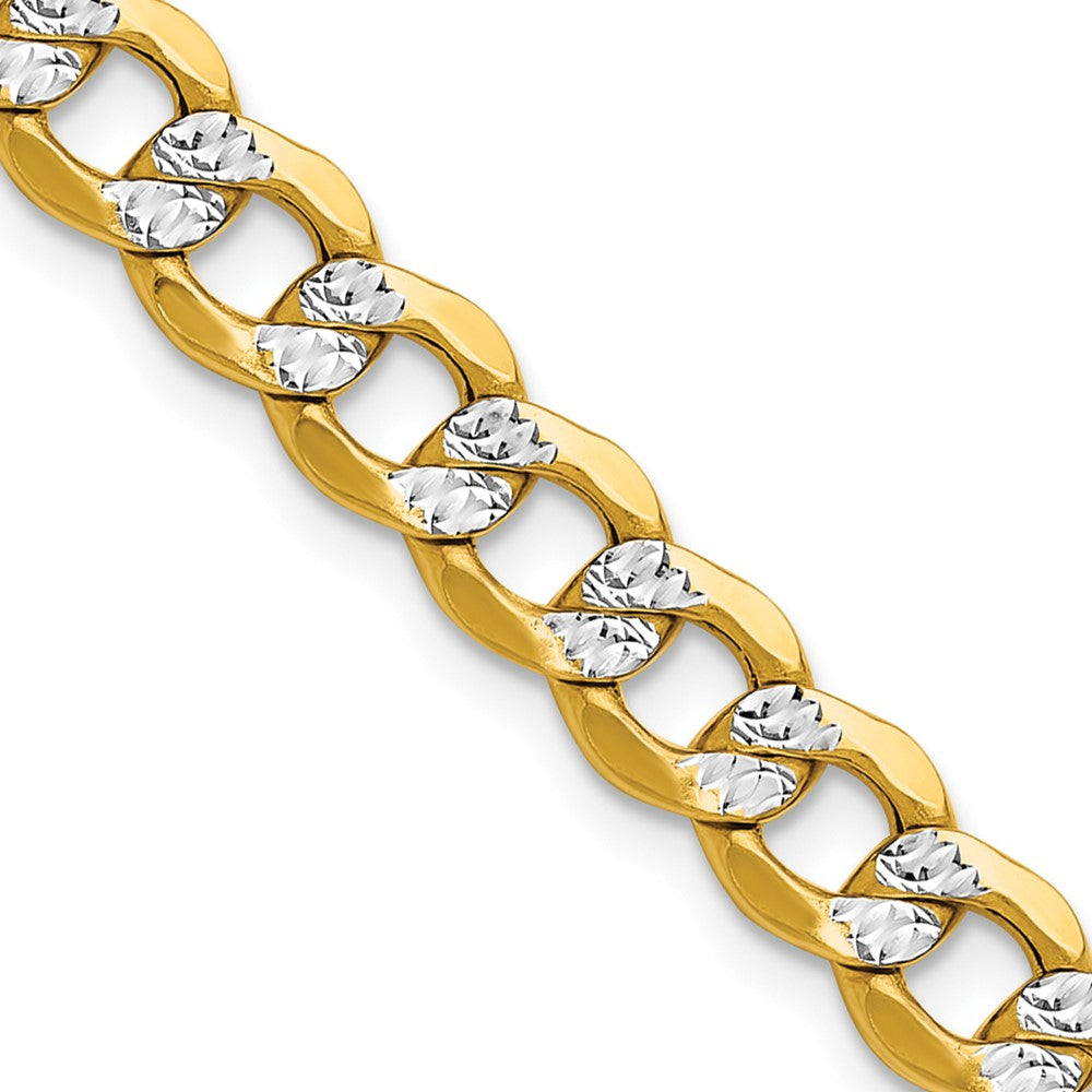 14K Gelb & Rhodium 7.1mm Halbmassiv mit Pavé Panzer Halskette
