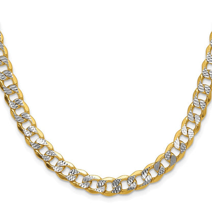 14K Gelb & Rhodium 7.75mm Halbmassiv mit Pavé Panzer Halskette