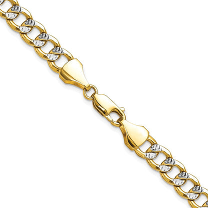 14K Gelb & Rhodium 7.75mm Halbmassiv mit Pavé Panzer Halskette