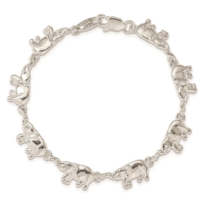 7 Zoll Sterlingsilber Elephants Armband