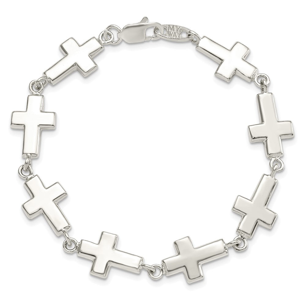 7 Zoll Sterlingsilber Crosses Armband