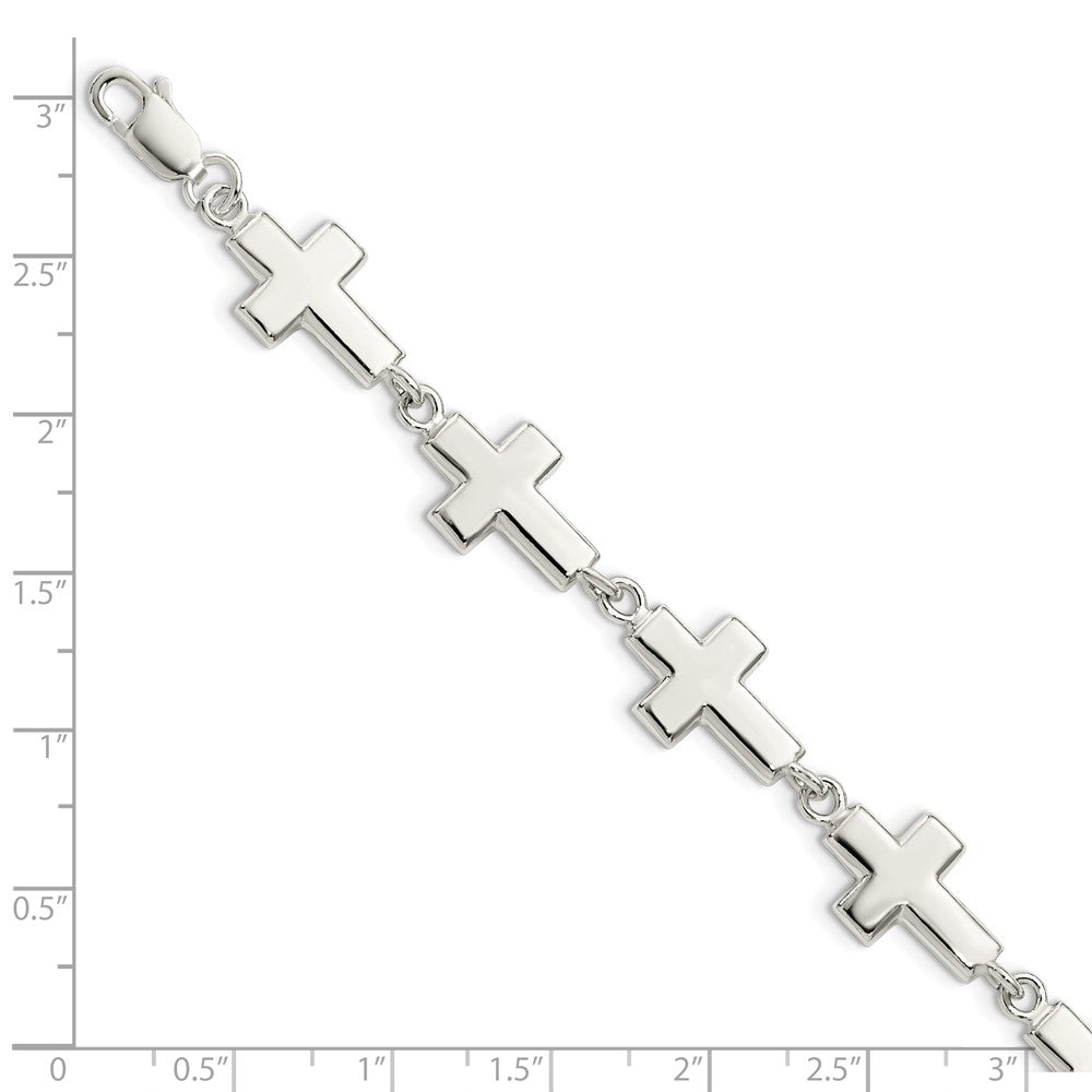 7 Zoll Sterlingsilber Crosses Armband