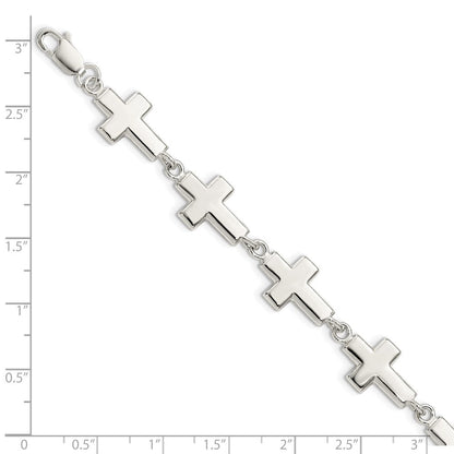 7 Zoll Sterlingsilber Crosses Armband