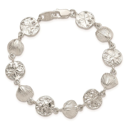 7 Zoll Sterlingsilber Seashells und Sand Dollars Armband