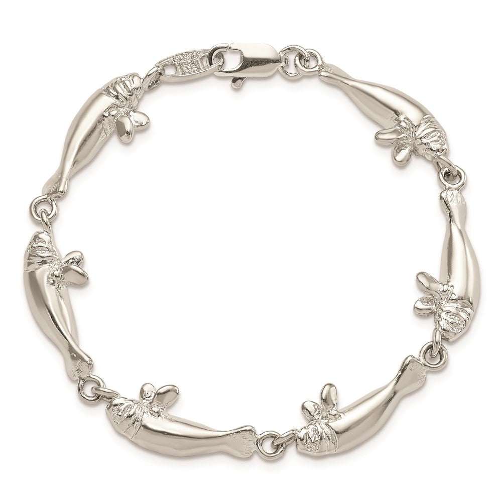 7 Zoll Sterlingsilber Manatees Armband