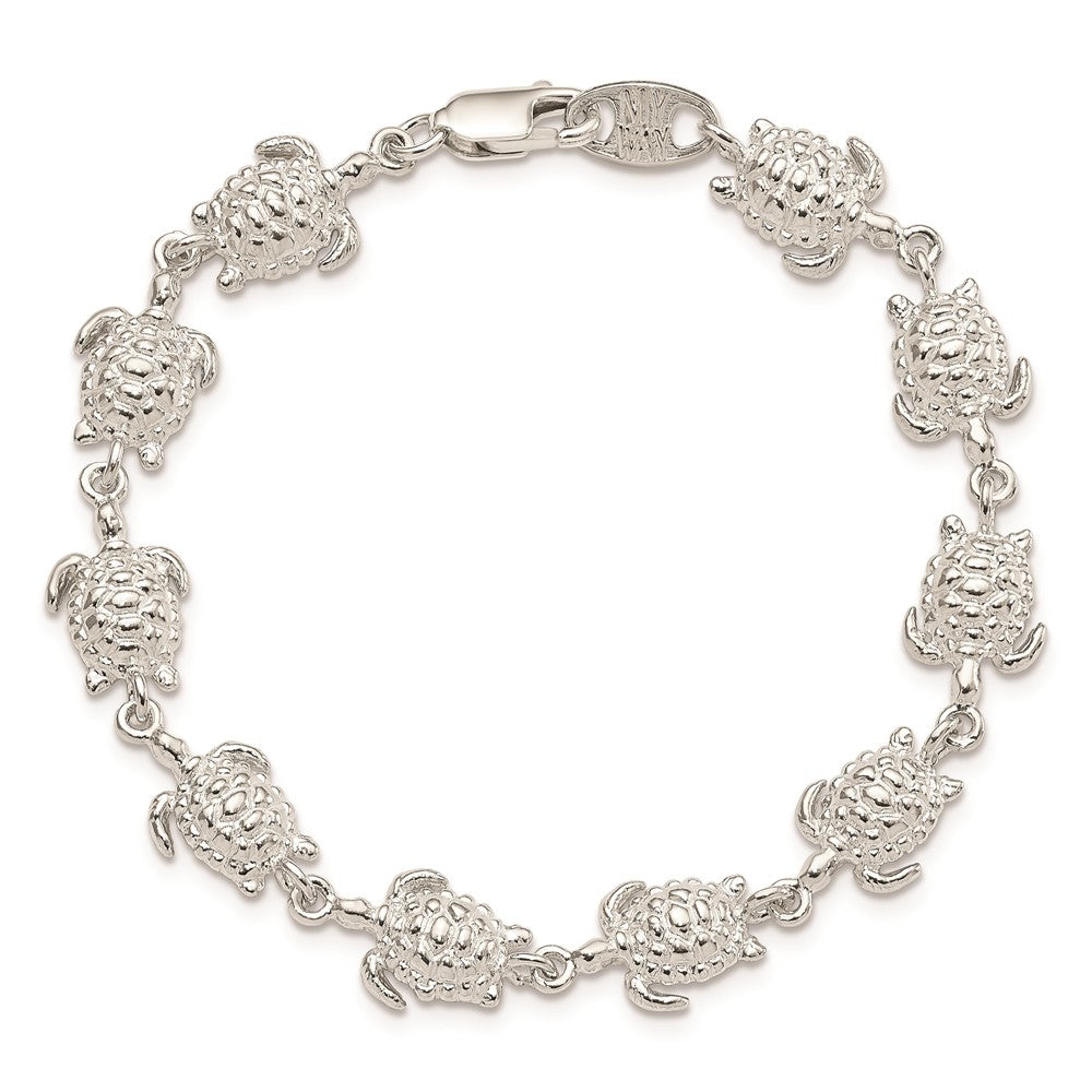 7 Zoll Sterlingsilber Meer Turtles Armband