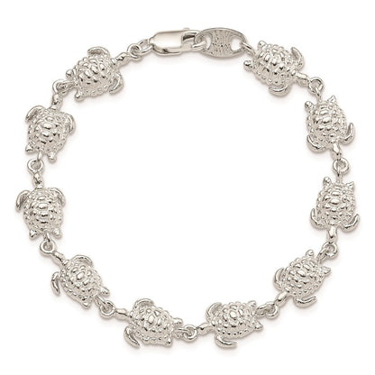 7 Zoll Sterlingsilber Meer Turtles Armband