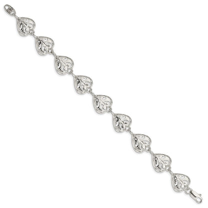 Sterlingsilber Fantasie Filigran Herz 7 Zoll Armband