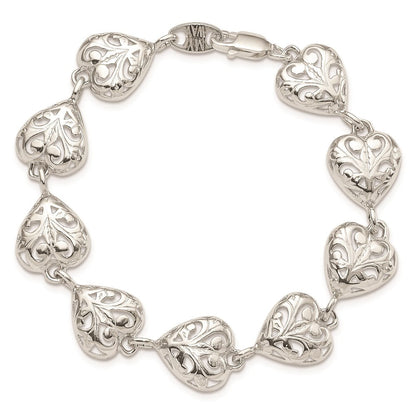 Sterlingsilber Fantasie Filigran Herz 7 Zoll Armband