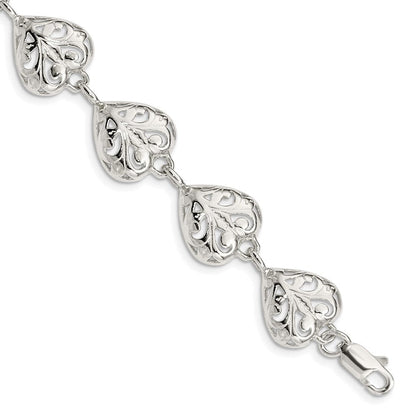 Sterlingsilber Fantasie Filigran Herz 7 Zoll Armband