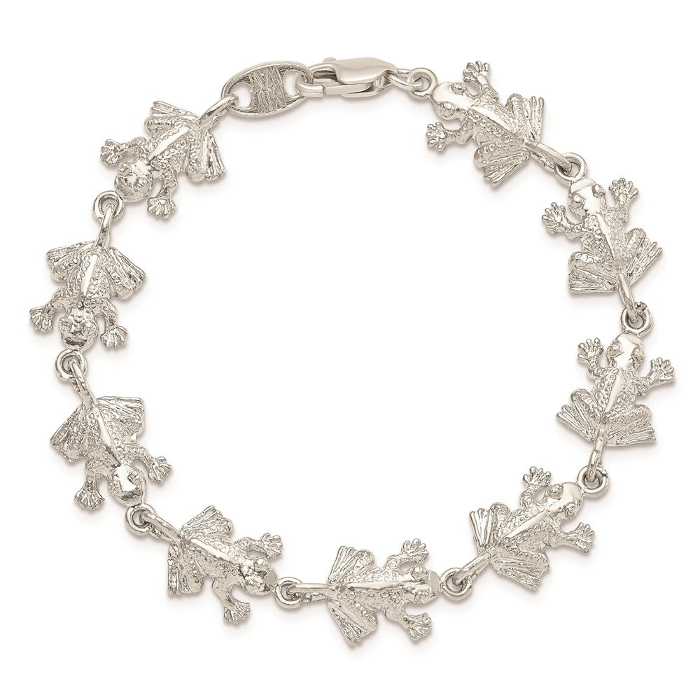 7 Zoll Sterlingsilber Frogs Armband