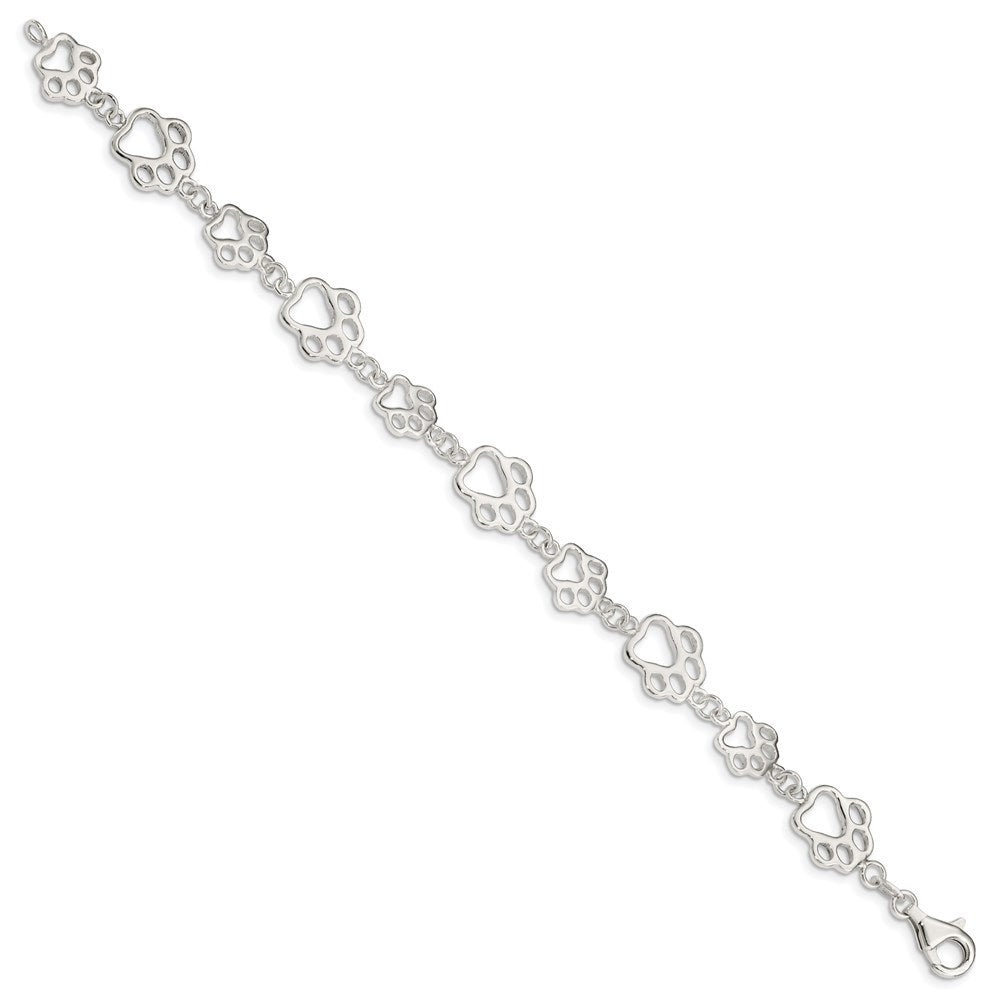 Sterlingsilber Poliert Paw Druck Armband