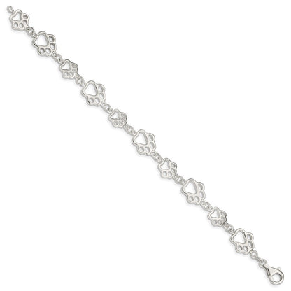 Sterlingsilber Poliert Paw Druck Armband