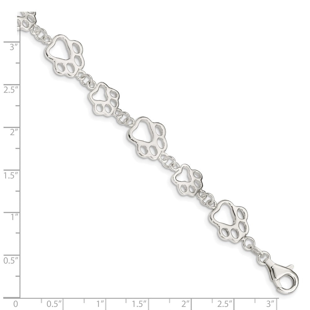 Sterlingsilber Poliert Paw Druck Armband