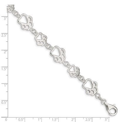 Sterlingsilber Poliert Paw Druck Armband