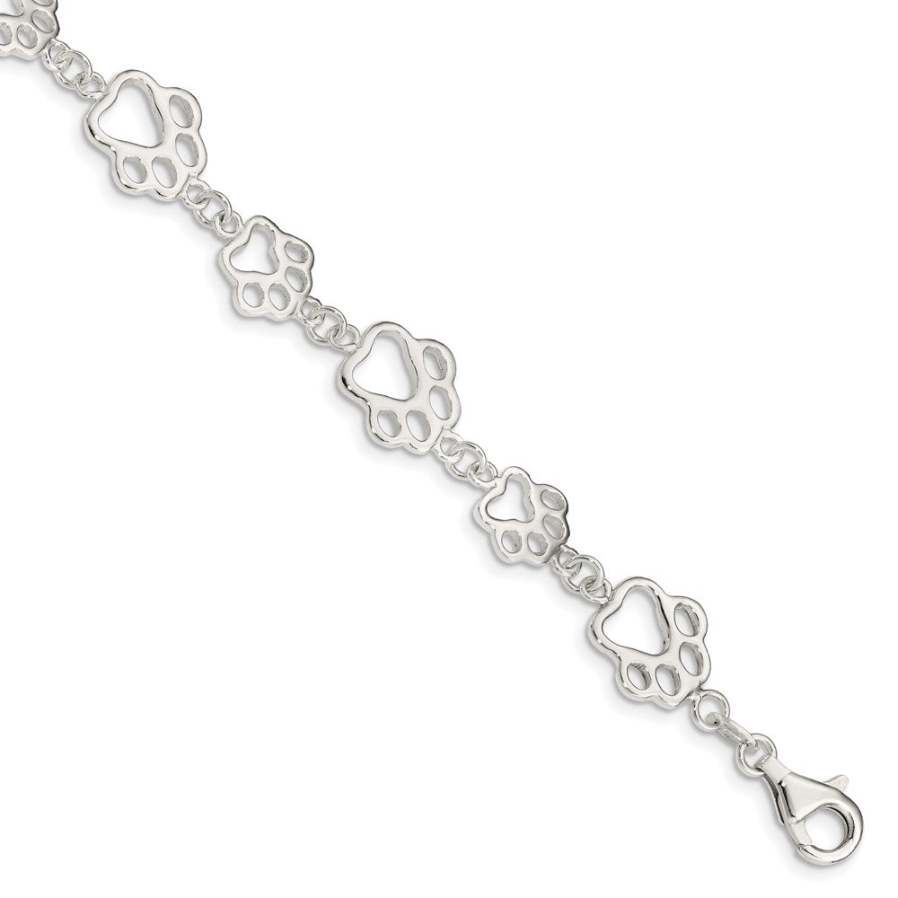 Sterlingsilber Poliert Paw Druck Armband