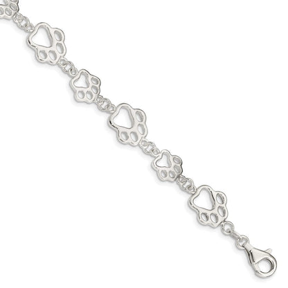 Sterlingsilber Poliert Paw Druck Armband