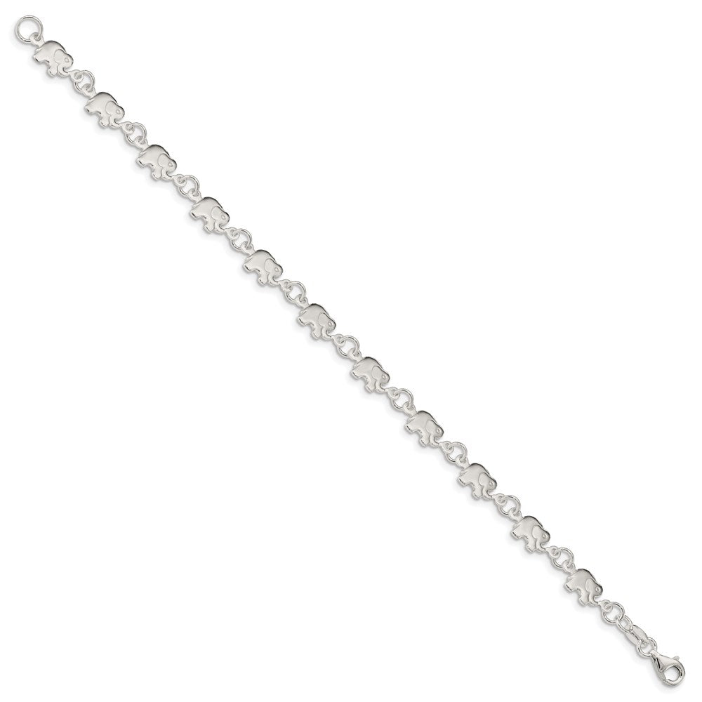 7.5 Zoll Sterlingsilber Poliert Elefant Armband