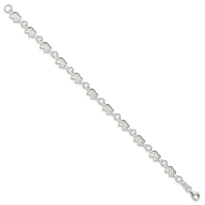 7.5 Zoll Sterlingsilber Poliert Elefant Armband