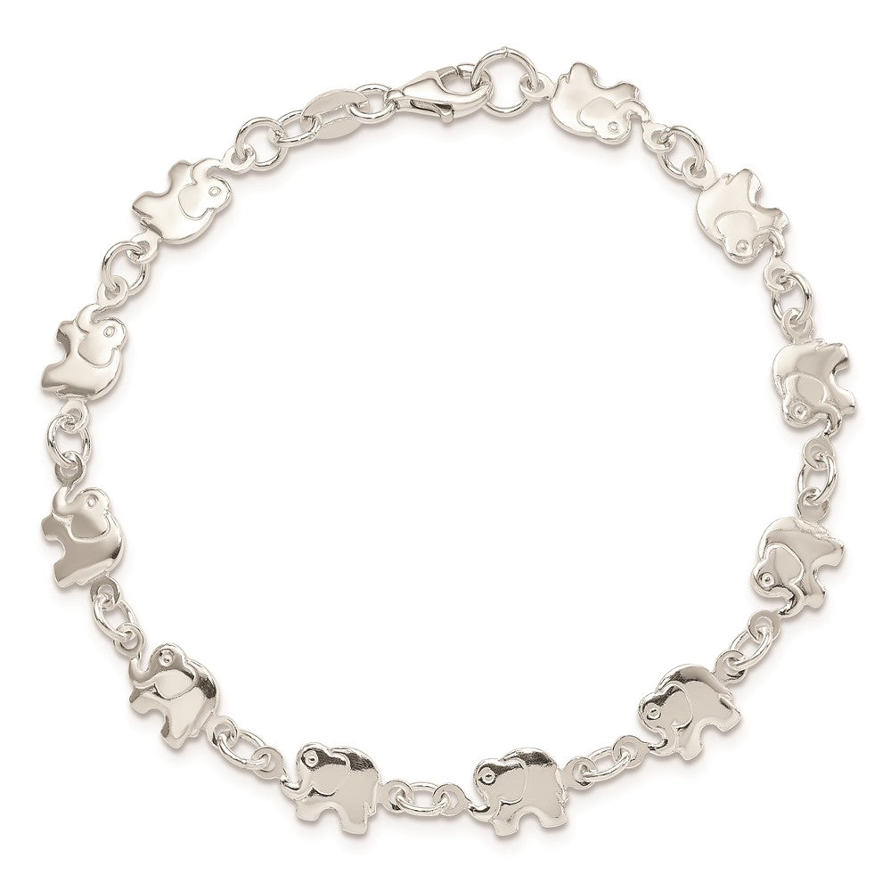 7.5 Zoll Sterlingsilber Poliert Elefant Armband
