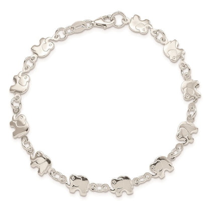 7.5 Zoll Sterlingsilber Poliert Elefant Armband