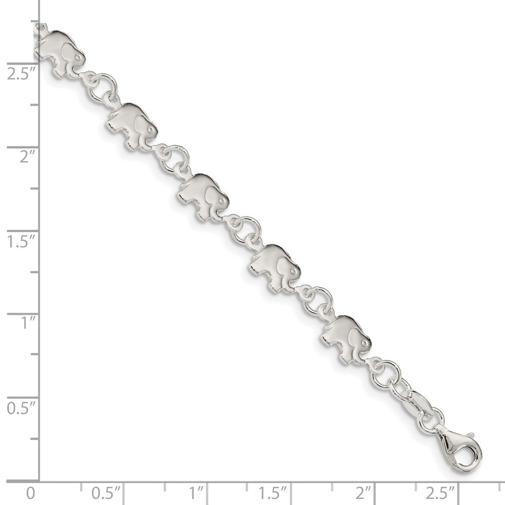 7.5 Zoll Sterlingsilber Poliert Elefant Armband