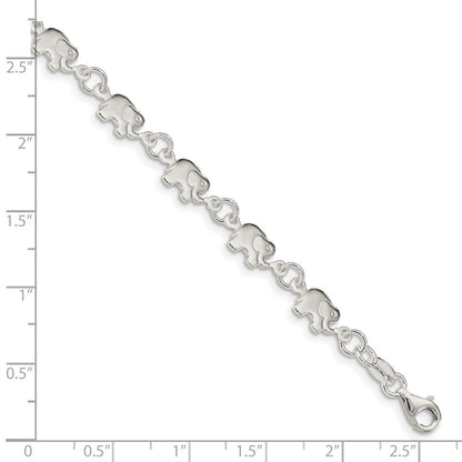 7.5 Zoll Sterlingsilber Poliert Elefant Armband