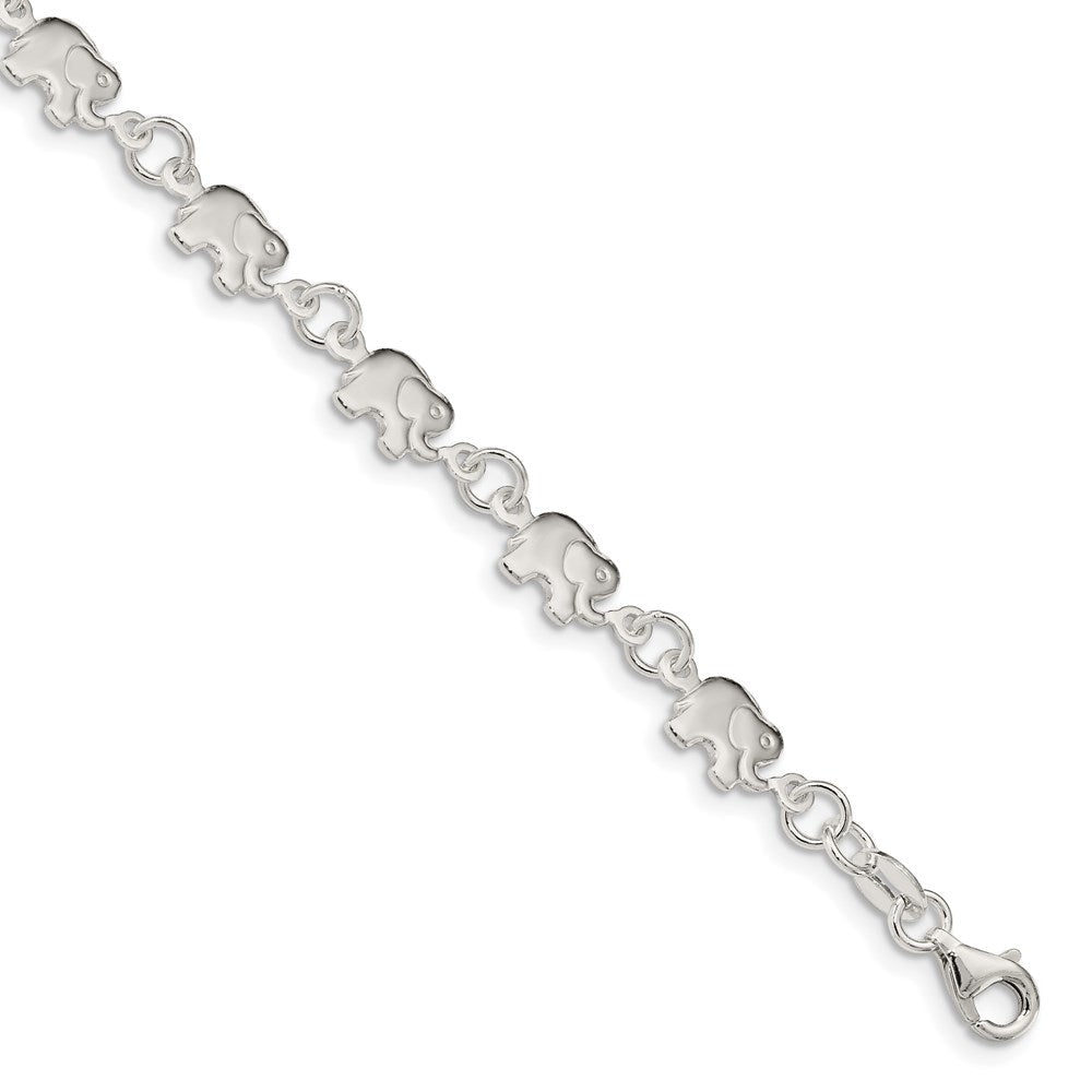 7.5 Zoll Sterlingsilber Poliert Elefant Armband